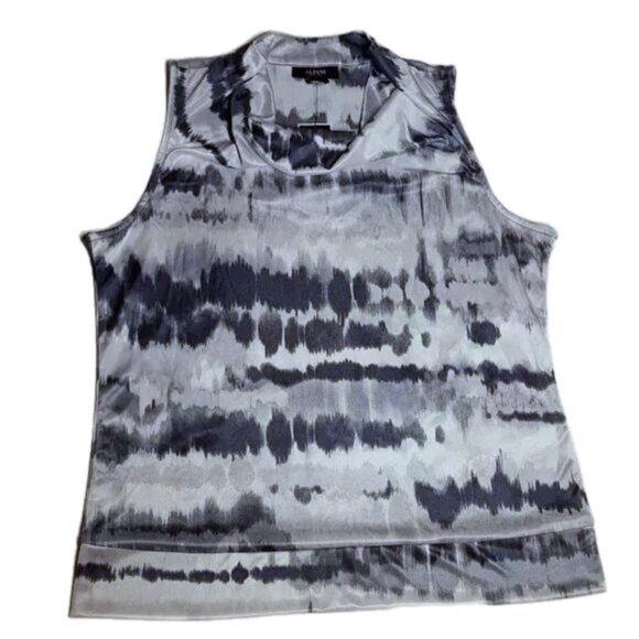 NWT Alfani Petite Medium Cowl Neck Blouse Gray White Tie Dye Print PM - Picture 10 of 11
